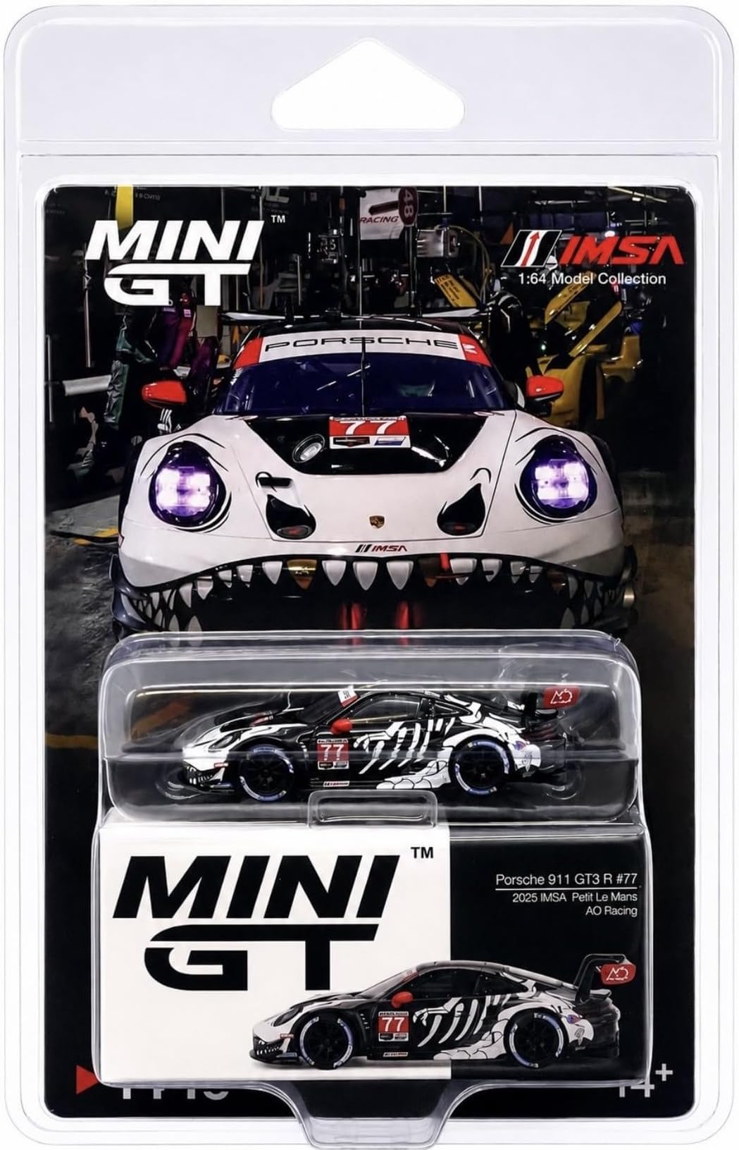 Diecast Compatible with Mini GT Skeleton Rexy 911 GT3 R #77 AO Racing 2025 IMSA Petit Le Mans