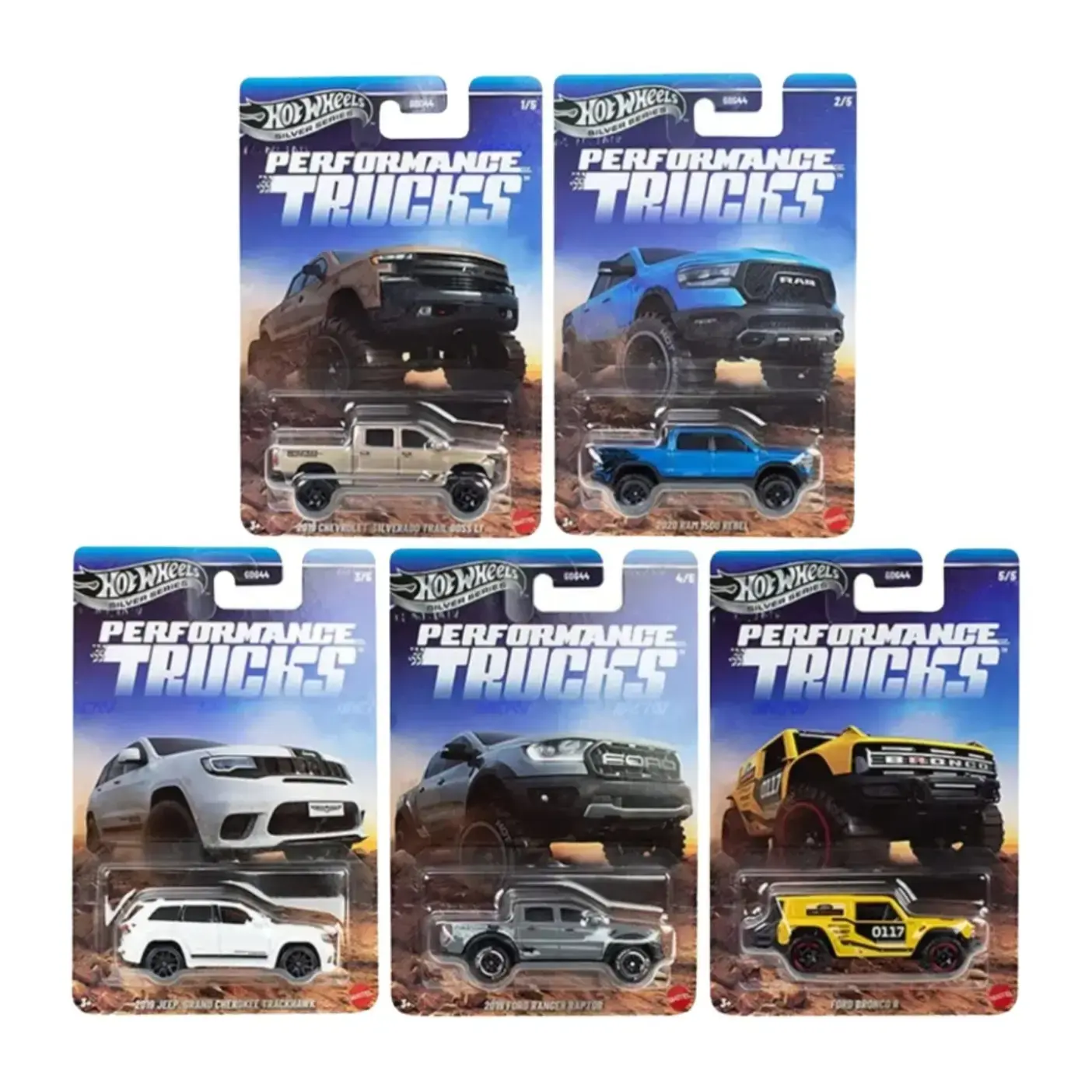 Hot Wheels Performance Trucks Set of 5 Cars Silver Series 2026