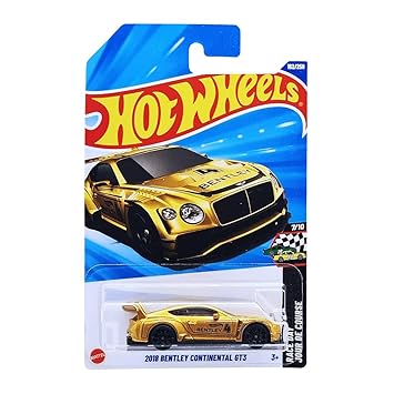Hot Wheels 1:64 Scale 2018 Bentley Continental GT3 Ages 3 Years and Up 162/250 (Gold)
