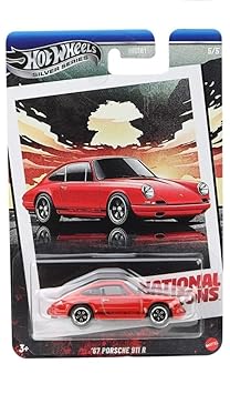 Hot Wheels 1:64 Scale Toy Car, Die-Cast Vintage 67 Porsche 911 R with Exclusive Wheels & Collectible Race-Inspired Packaging, National Icons​
