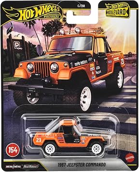 Hot Wheels 1967 Jeepster Commando Boulevard™ Vehicle, 1 Premium 1:64 Scale Sports Car, Full Metal Body Construction & Real Riders™ Tires, Toy for Collectors & Car Enthusiasts