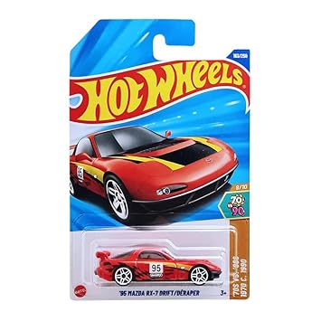Hot Wheels 2025 95 Mazda RX-7 Drift 70s VS 90s Ages 3 and Up 163/250 (Red)