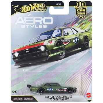 Hot Wheels Aero Styles Custom 70 Chevy Nova Car Culture 1:64 Scale Die-Cast Car 5/5 (Green)