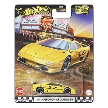 Hot Wheels Boulevard™ Lamborghini Diablo SV Premium 1:64 Scale Sports Car, Full Metal Body Construction & Real Riders™ Tires, Toy for Collectors & Car Enthusiasts