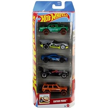 Hot Wheels Car 2026 Safari Mode Pack of 5 (95 Jeep Cherokee, Big-Air Bel Air, Blade Raider, Lamborghini Huracan Sterrato, Rally Speciale) Multi - Color