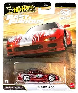 Hot Wheels® Cars, Premium Fast & Furious™ 1995 Mazda RX-7, 1:64 Scale Die-Cast Car for Collectors Inspired by Fast & Furious™ Movie Franchise​​