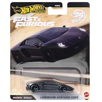 Hot Wheels Fast & Furious 1:64 Lamborghini Aventador Coupe for 3 Years & Above 5/5 (Black)