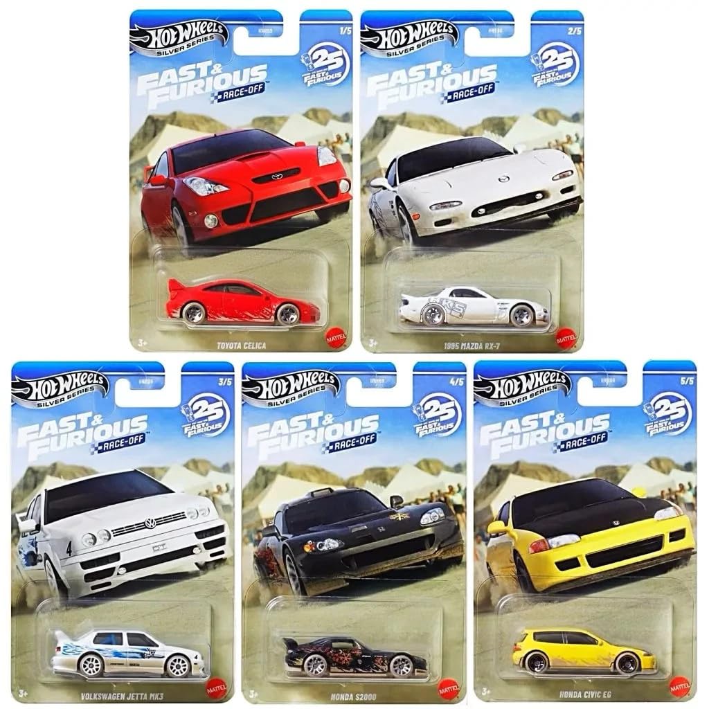 Hot Wheels Fast & Furious Silver Series Race Off Die-Cast Cars, Bundle of 5