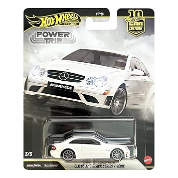 Hot Wheels Premium Car Culture Collectible Toy Car, 1:64 Scale Die-Cast 2008 Mercedes Benz CLK63 G3, Eurospeed Vehicle with Real Riders Tires