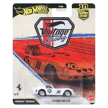 Hot Wheels Premium Car Culture Collectible Toy Car, 1:64 Scale Die-Cast Ferrari 250 GTO, Eurospeed Vehicle with Real Riders Tires