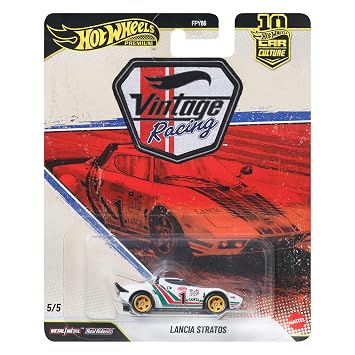 Hot Wheels Premium Car Culture Collectible Toy Car, 1:64 Scale Die-Cast Lancia Stratos, Eurospeed Vehicle with Real Riders Tires