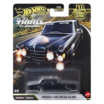 Hot Wheels Premium Car Culture Collectible Toy Car, 1:64 Scale Die-Cast Mercedes-Benz 300 SEL 6.8 AMG, Eurospeed Vehicle with Real Riders Tires