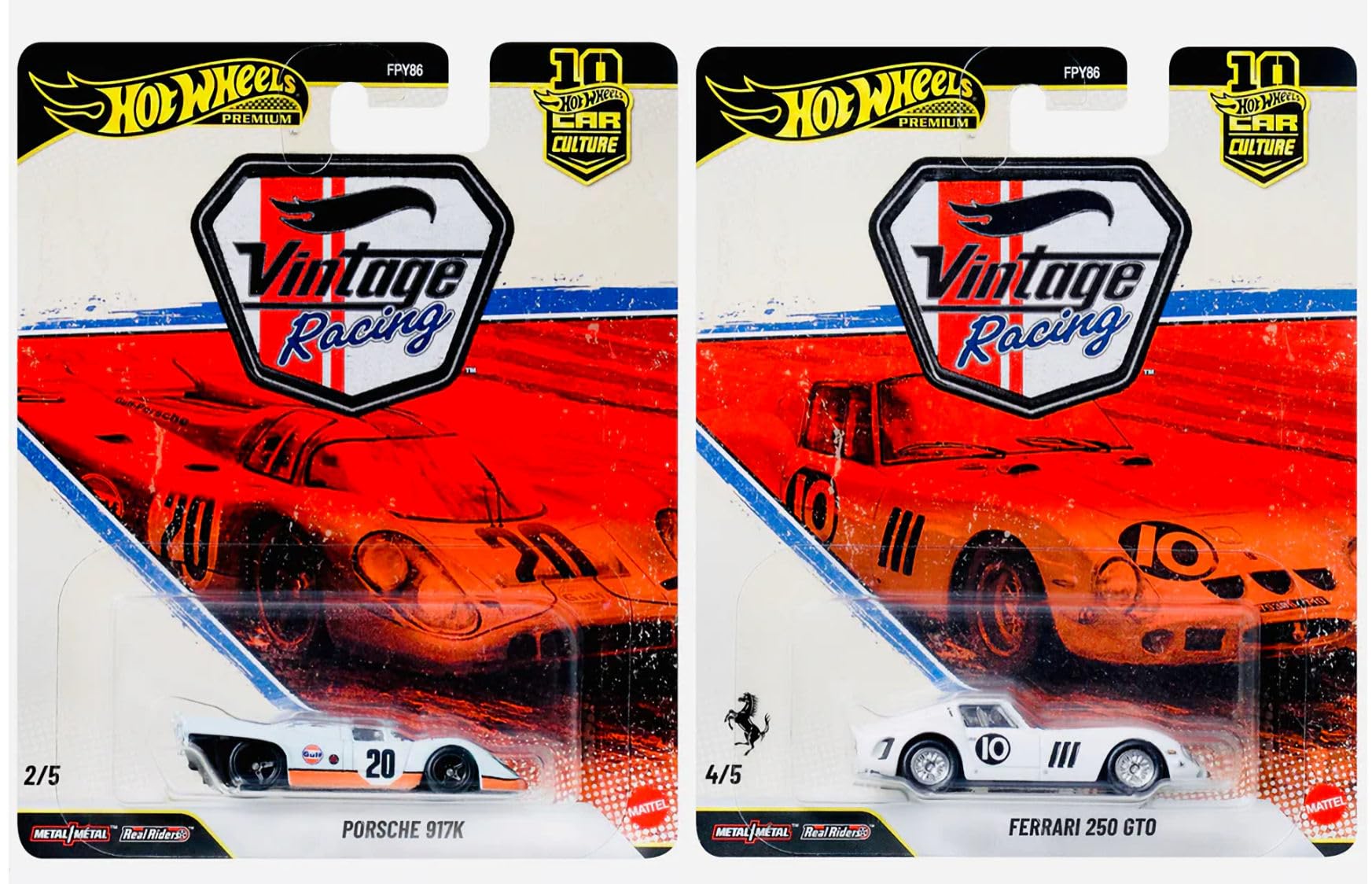 Hot Wheels Premium Car Culture Vintage Racing, Porsche 917K and Ferrari 250 GTO, Die-Cast, 2-Pack JKF03 JKF25
