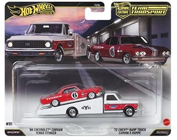 Hot Wheels® Team Transport 66 Chevrolet Corvair YENKO Stinger, 1:64 Scale Car & Transport, Gift for Race Fans & Toy Car Collectors