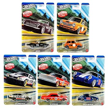 Hot Wheels Vintage Club '68 Silver Series Die-Cast Cars Set, 5-Pack, Alfa Romeo, BMW 507, Honda, Porsche, Ford Galaxie HRT81-956J