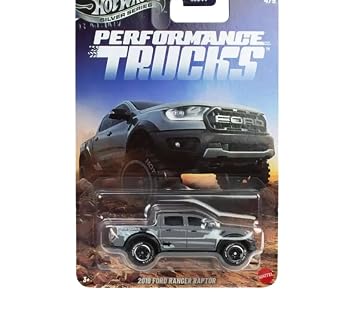 HW Silver Series Performance Trucks 2019 Ford Ranger Raptor, 1:64 Scale Grey Diecast Toy Pickup Truck