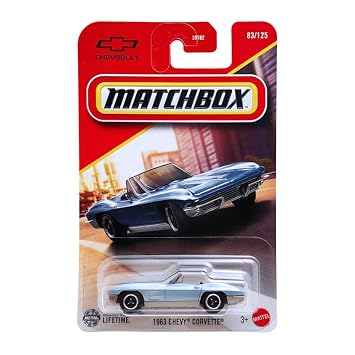 Matchbox 1:64 Scale 1963 Chevy Corvette for 3 Years & Above 83/125 (Blue)