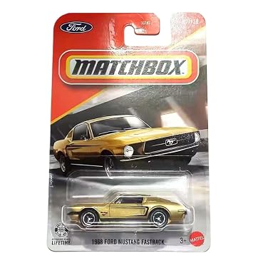 Matchbox 1:64 Scale 1968 Ford Mustang Fastback for 3 Years & Above 61/125 (Gold)